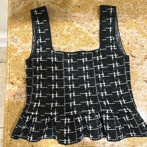 Zara size small square neck shimmer peplum top